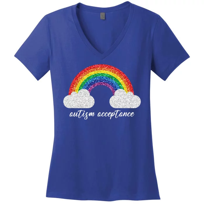 Autism Acceptance Rainbow Women's V-Neck T-Shirt