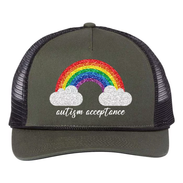 Autism Acceptance Rainbow Retro Rope Trucker Hat Cap