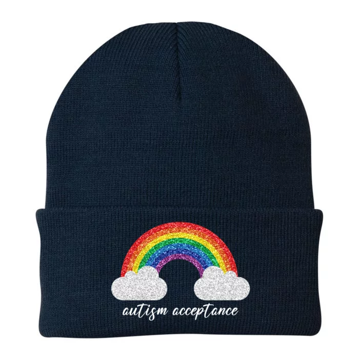 Autism Acceptance Rainbow Knit Cap Winter Beanie