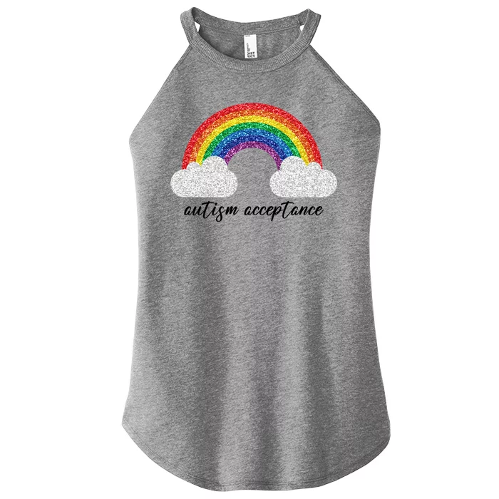 Autism Acceptance Rainbow Women’s Perfect Tri Rocker Tank