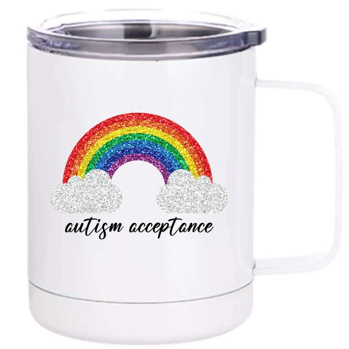 Autism Acceptance Rainbow Front & Back 12oz Stainless Steel Tumbler Cup