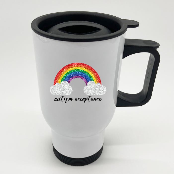 Autism Acceptance Rainbow Front & Back Stainless Steel Travel Mug