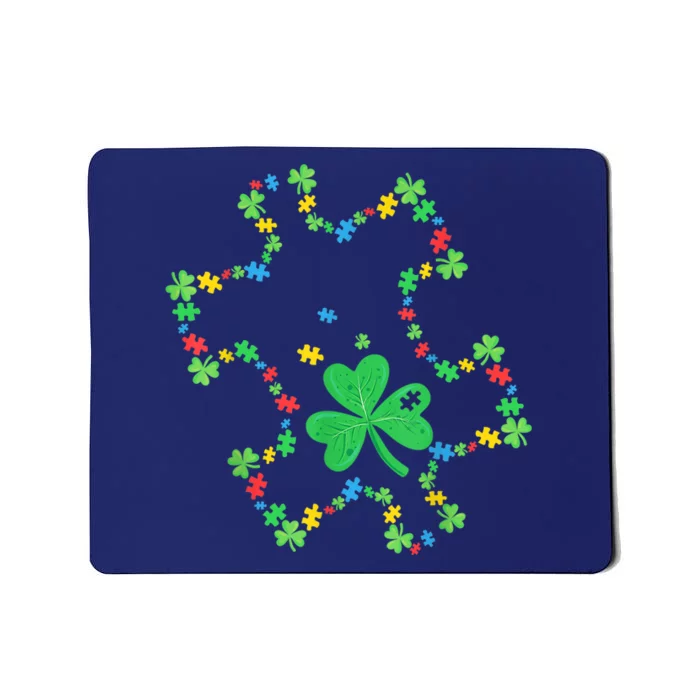 Autism Awareness Rainbow Puzzle Shamrock St Patrick's Day Mousepad