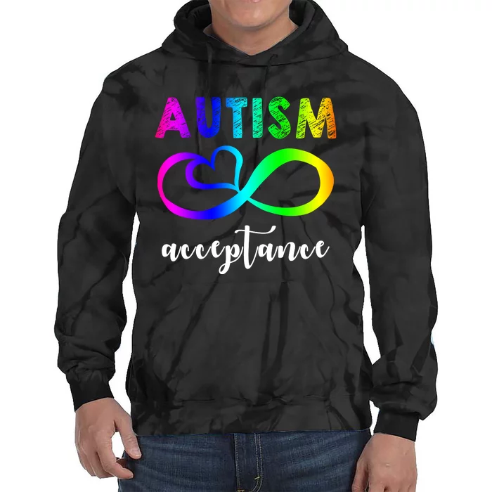 Autism Acceptance Rainbow Tie Dye Hoodie