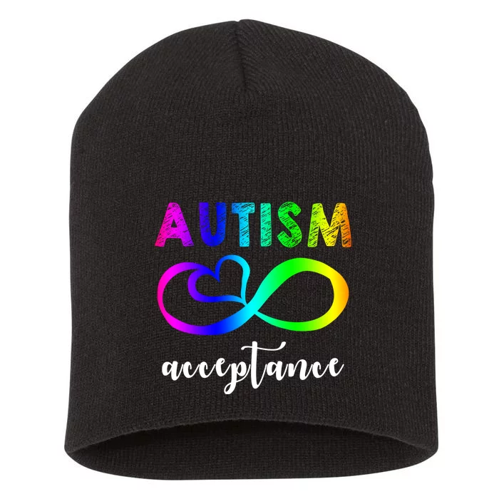 Autism Acceptance Rainbow Short Acrylic Beanie