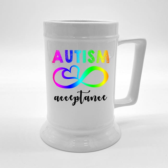 Autism Acceptance Rainbow Front & Back Beer Stein