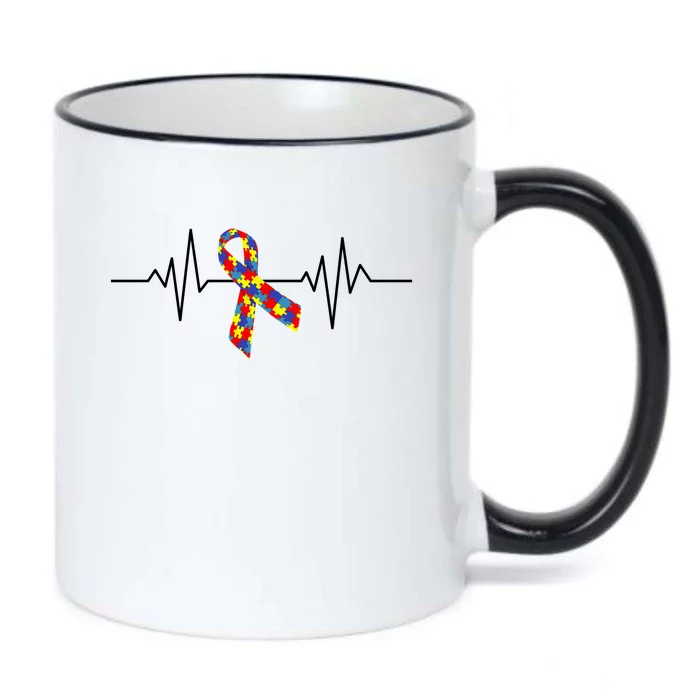 Autism Awareness Ribbon Heartbeat Black Color Changing Mug