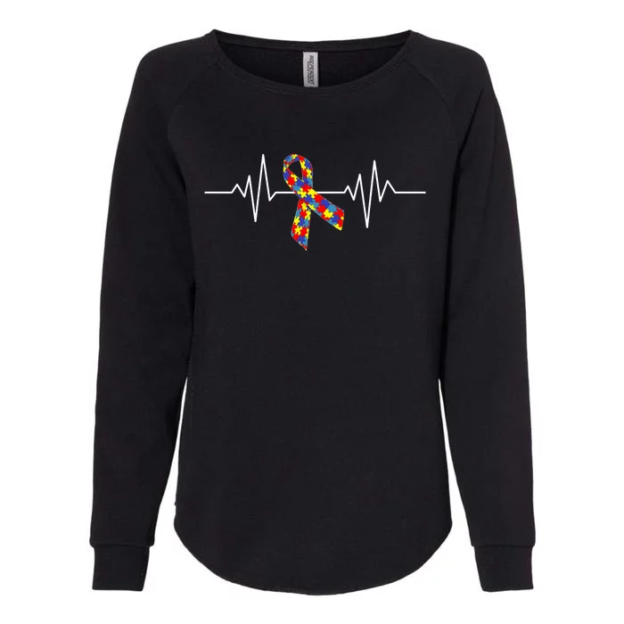 Autism Awareness Ribbon Heartbeat Womens California Wash Sweatshirt