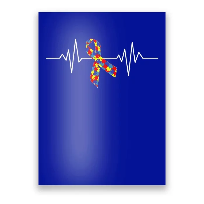 Autism Awareness Ribbon Heartbeat Poster