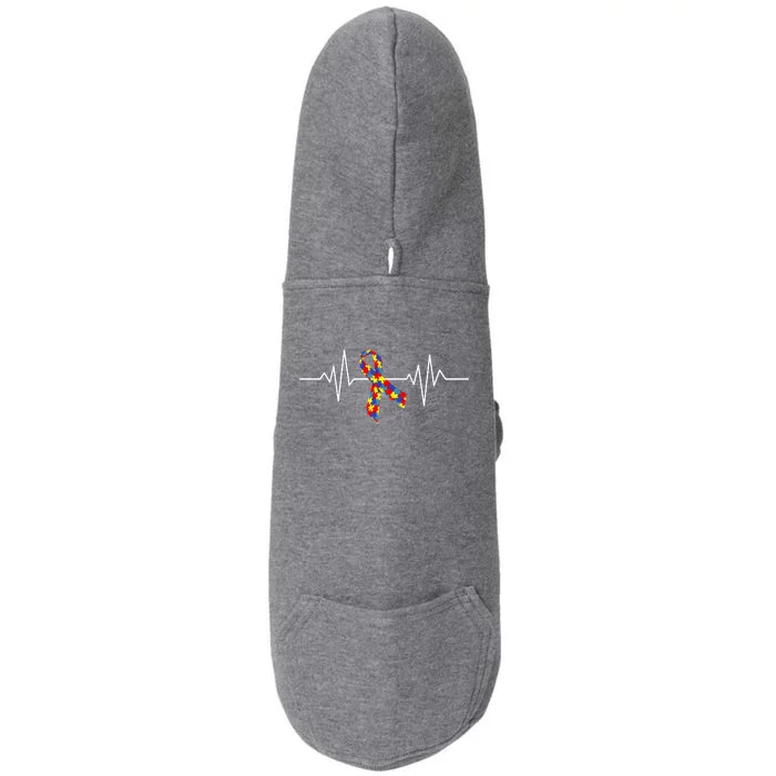 Autism Awareness Ribbon Heartbeat Doggie 3-End Fleece Hoodie