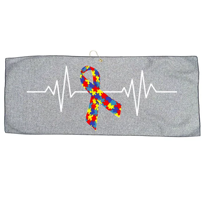 Autism Awareness Ribbon Heartbeat Large Microfiber Waffle Golf Towel