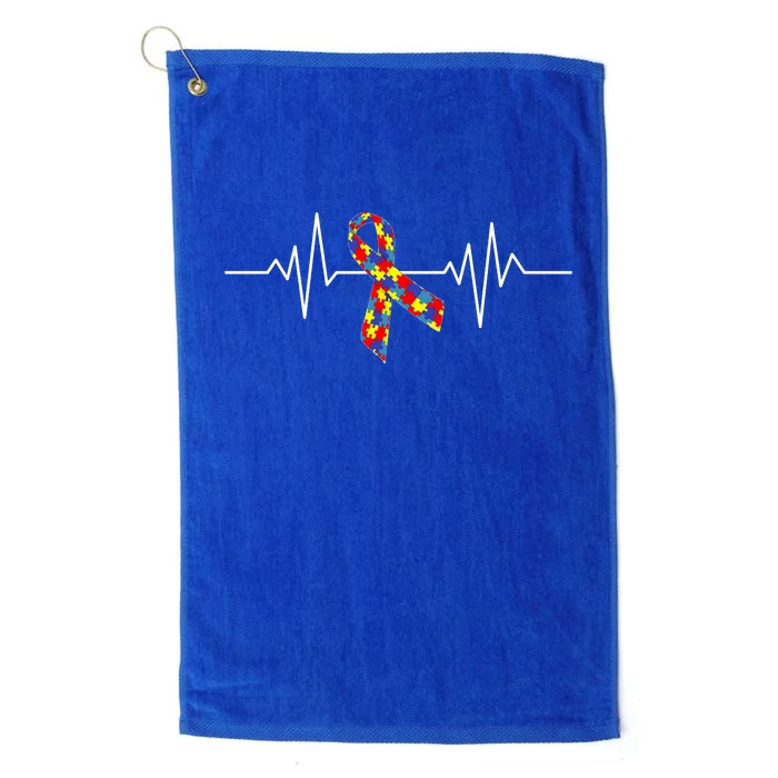 Autism Awareness Ribbon Heartbeat Platinum Collection Golf Towel