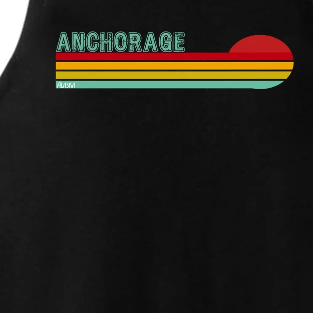 Anchorage Alaska Retro Sunset Ladies Tri-Blend Wicking Tank