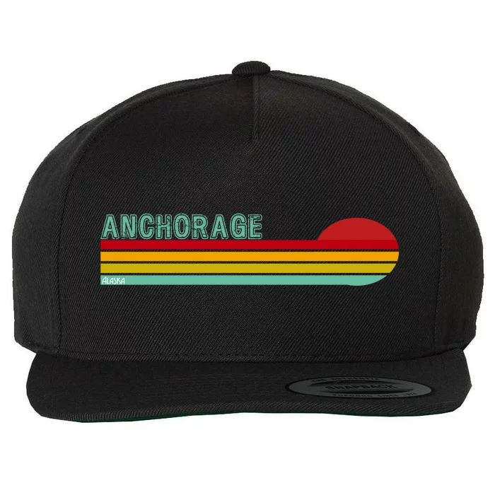 Anchorage Alaska Retro Sunset Wool Snapback Cap