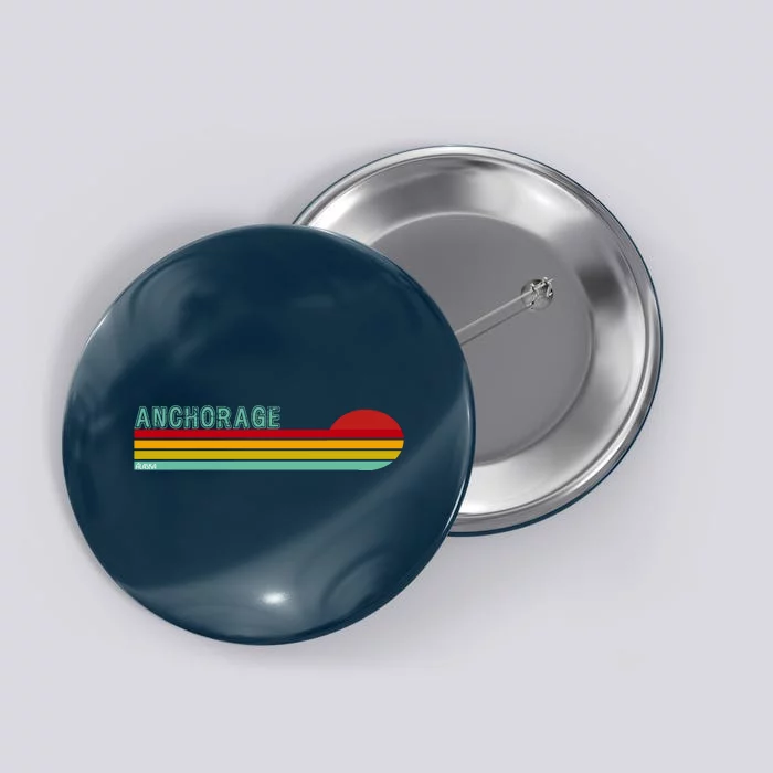 Anchorage Alaska Retro Sunset Button