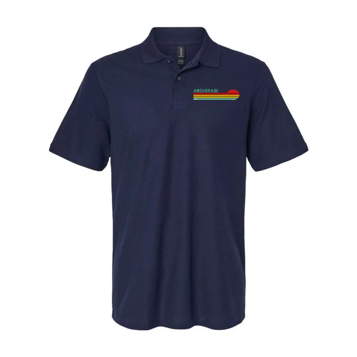 Anchorage Alaska Retro Sunset Softstyle Adult Sport Polo