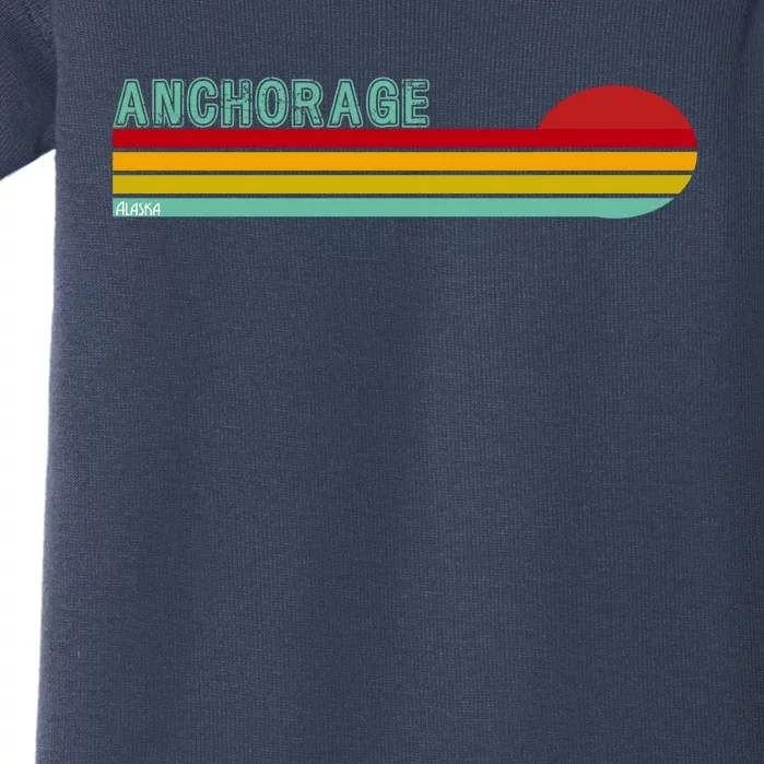 Anchorage Alaska Retro Sunset Baby Bodysuit