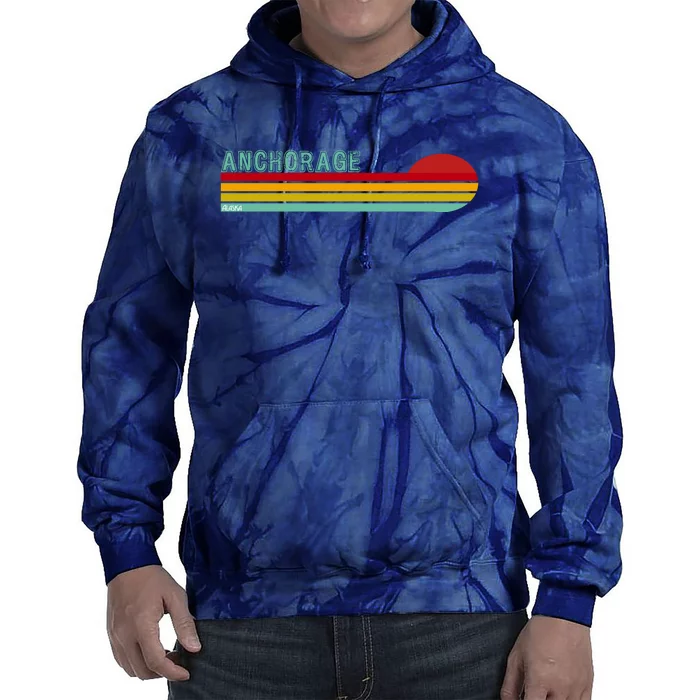 Anchorage Alaska Retro Sunset Tie Dye Hoodie