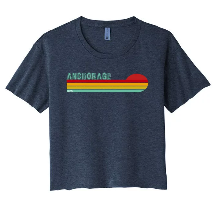 Anchorage Alaska Retro Sunset Women's Crop Top Tee