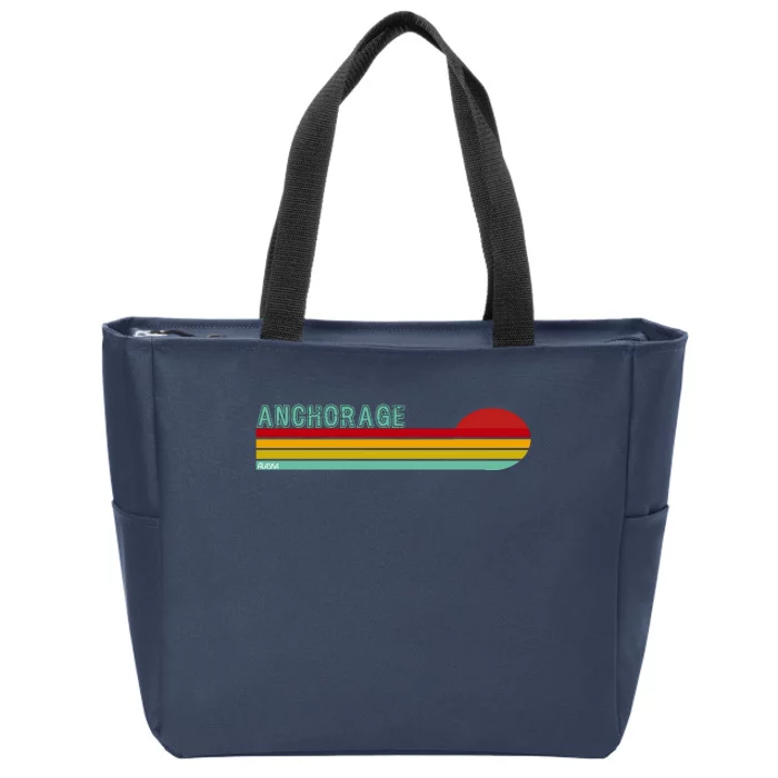 Anchorage Alaska Retro Sunset Zip Tote Bag