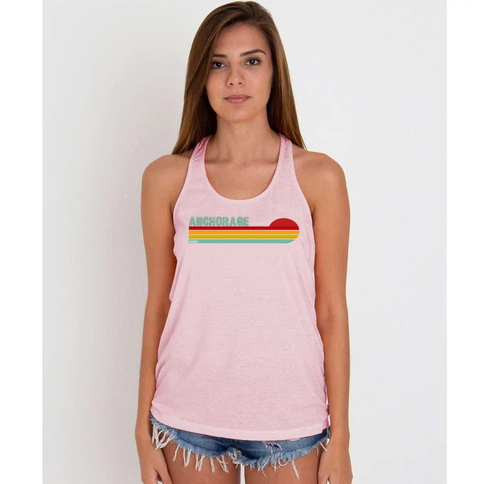 Anchorage Alaska Retro Sunset Women's Knotted Racerback Tank