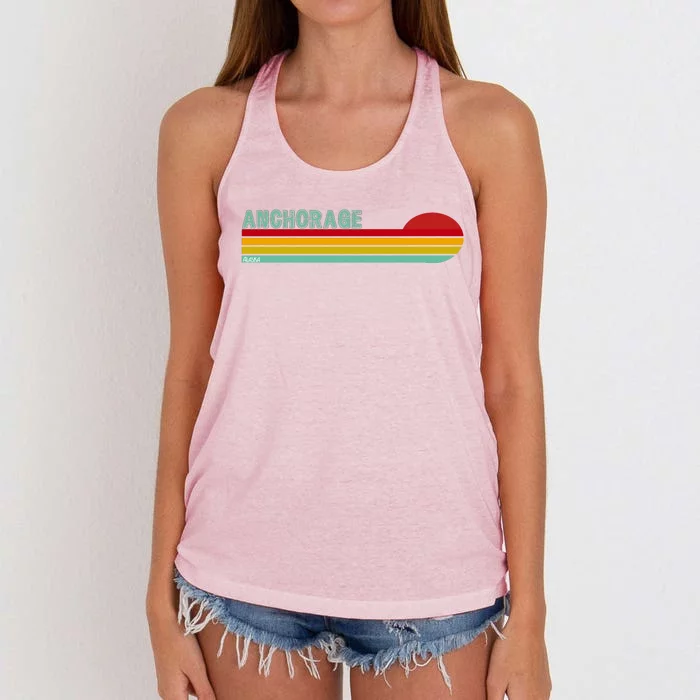 Anchorage Alaska Retro Sunset Women's Knotted Racerback Tank