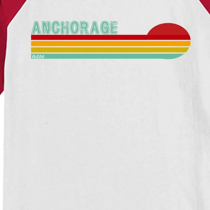 Anchorage Alaska Retro Sunset Kids Colorblock Raglan Jersey