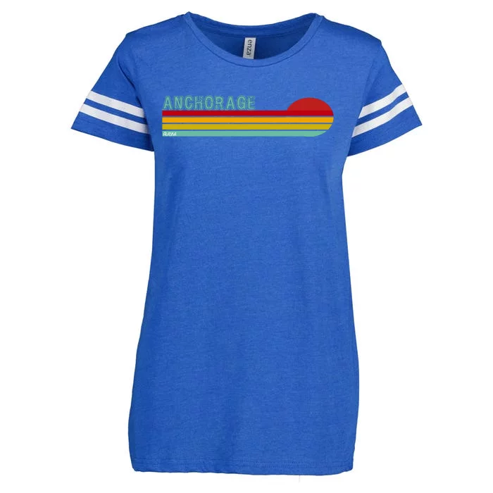 Anchorage Alaska Retro Sunset Enza Ladies Jersey Football T-Shirt