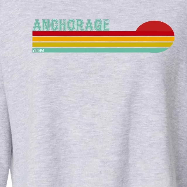 Anchorage Alaska Retro Sunset Cropped Pullover Crew