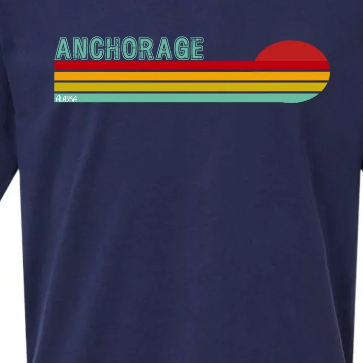 Anchorage Alaska Retro Sunset Sueded Cloud Jersey T-Shirt