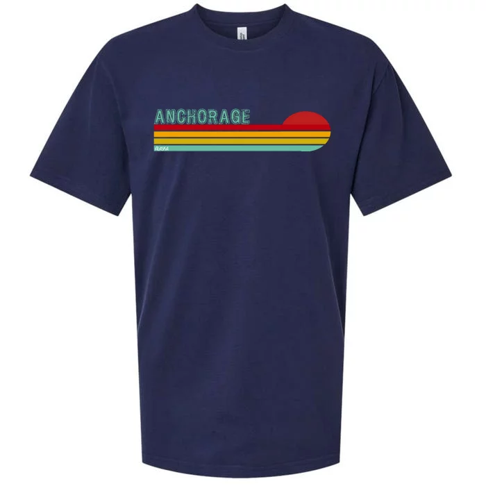 Anchorage Alaska Retro Sunset Sueded Cloud Jersey T-Shirt