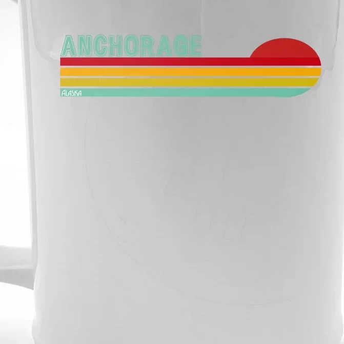 Anchorage Alaska Retro Sunset Front & Back Beer Stein