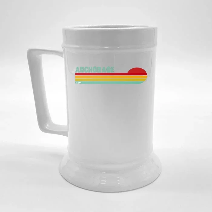 Anchorage Alaska Retro Sunset Front & Back Beer Stein