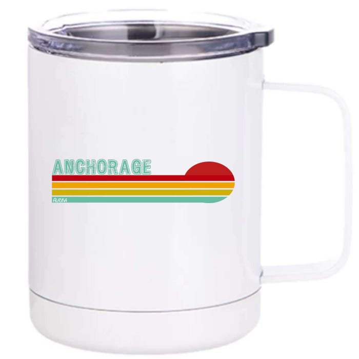 Anchorage Alaska Retro Sunset Front & Back 12oz Stainless Steel Tumbler Cup