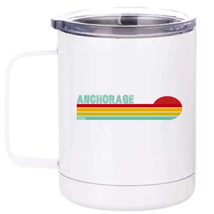 Anchorage Alaska Retro Sunset Front & Back 12oz Stainless Steel Tumbler Cup