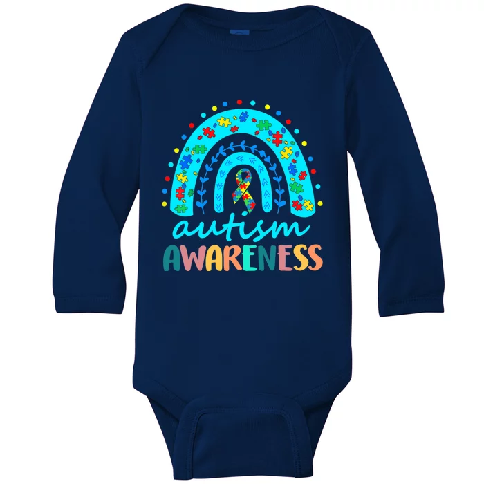 Autism Awareness Rainbow Puzzle Autism Awareness Month Baby Long Sleeve Bodysuit