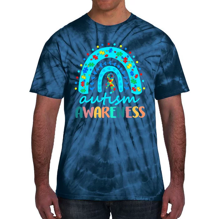 Autism Awareness Rainbow Puzzle Autism Awareness Month Tie-Dye T-Shirt