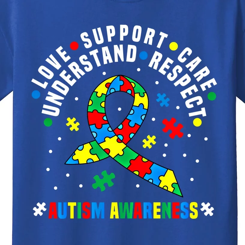 Autism Awareness Respect Love Support Autistic Awareness Gift Kids T-Shirt