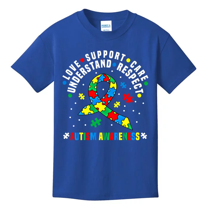 Autism Awareness Respect Love Support Autistic Awareness Gift Kids T-Shirt