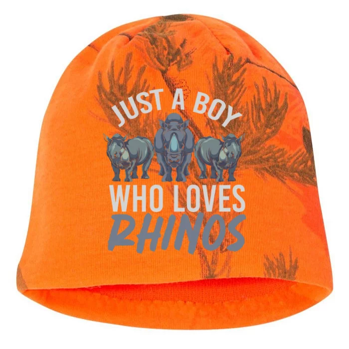 Africa Animal Rhinoceros Lover Just A Who Loves Rhinos Gift Kati - Camo Knit Beanie