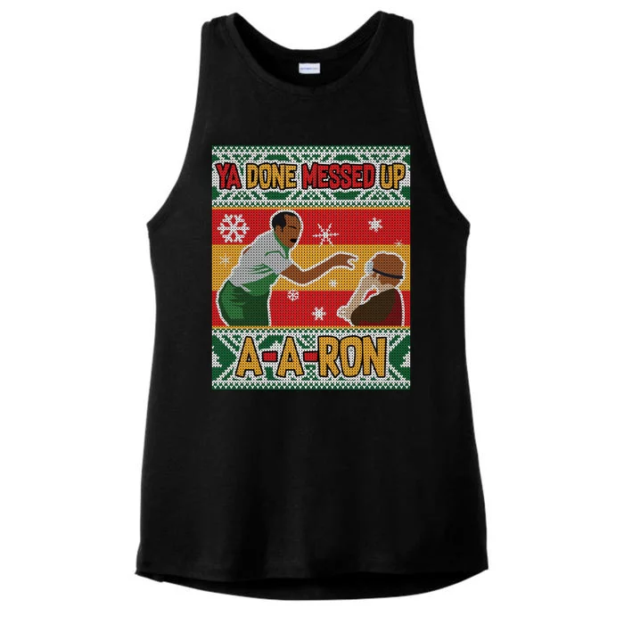 Ya Done Messed Up A A Ron Ugly Christmas Funny Ladies Tri-Blend Wicking Tank