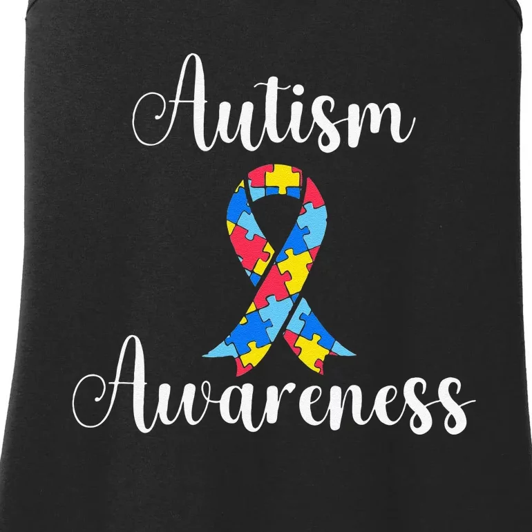 Autism Awareness Ribbon Gift Ladies Essential Tank