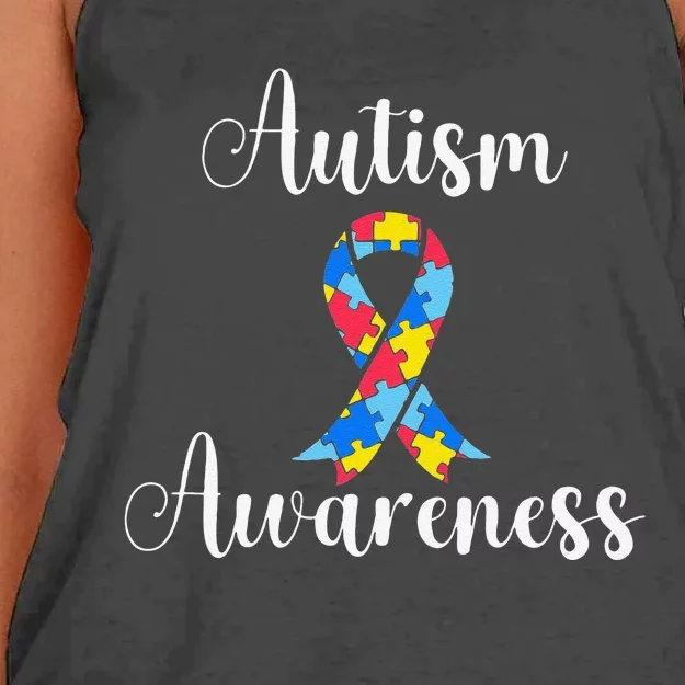 Autism Awareness Ribbon Gift Women's Knotted Racerback Tank