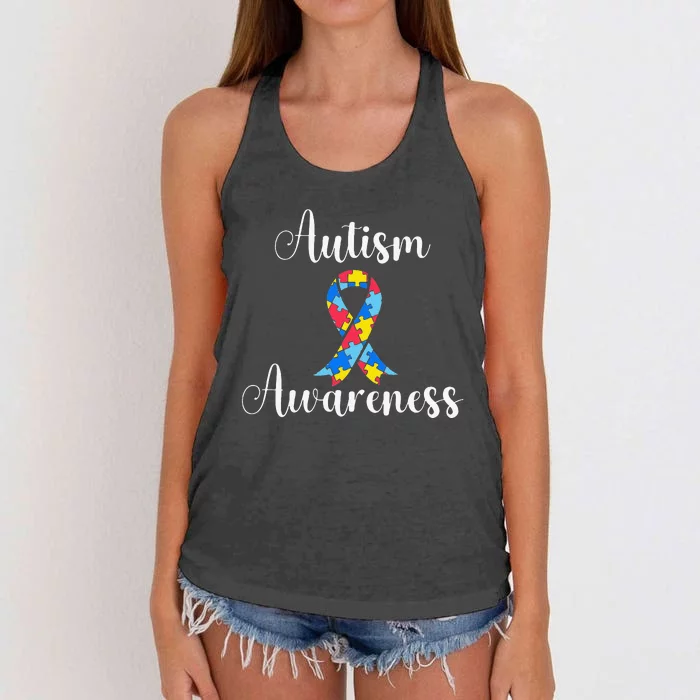 Autism Awareness Ribbon Gift Women's Knotted Racerback Tank