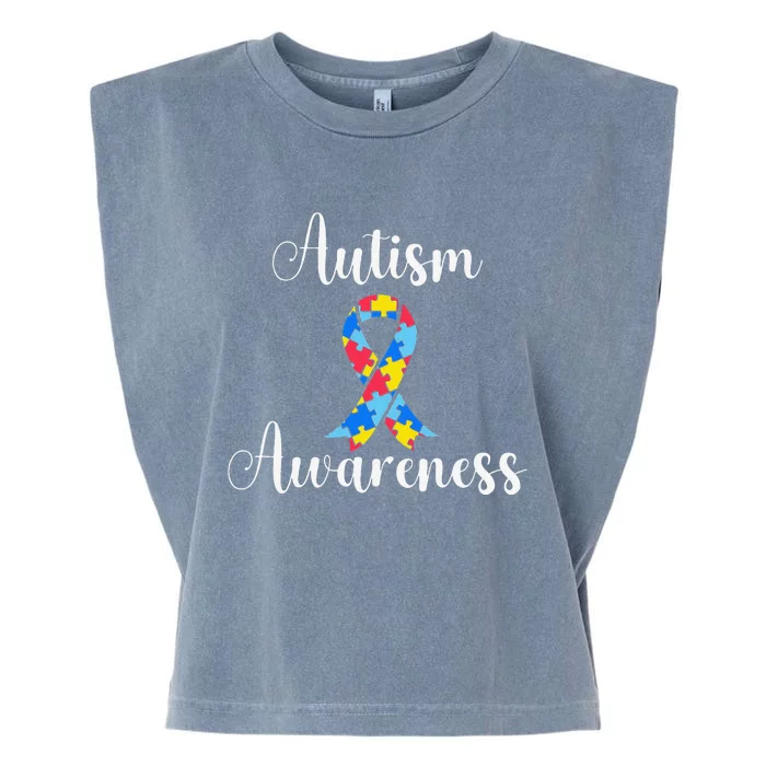 Autism Awareness Ribbon Gift Garment-Dyed Women's Muscle Tee