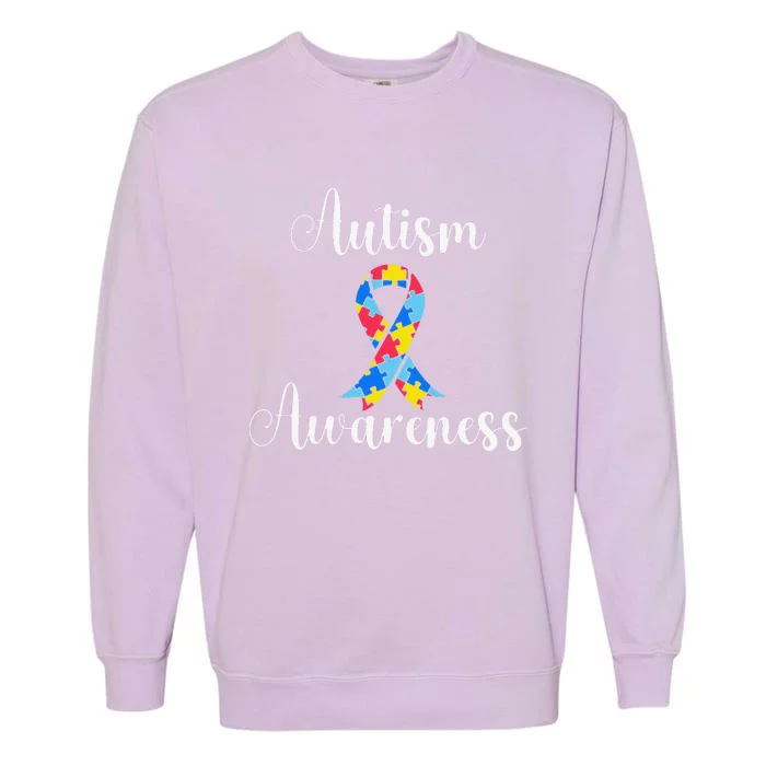 Autism Awareness Ribbon Gift Garment-Dyed Sweatshirt