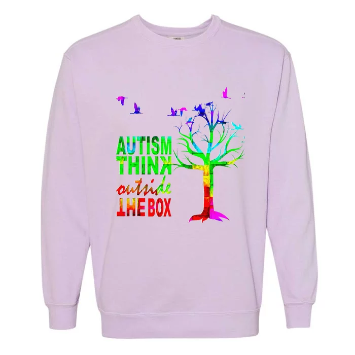 Autism Awareness Ribbon MomDadKid Autistic Garment-Dyed Sweatshirt