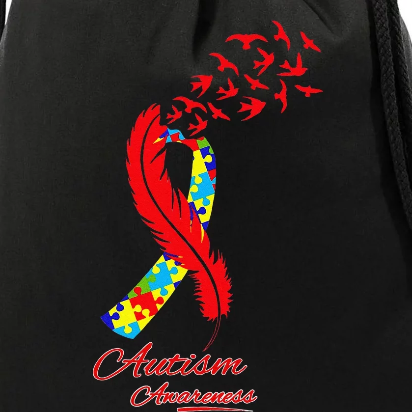 Autism Awareness Ribbon Puzzle Autistic Drawstring Bag