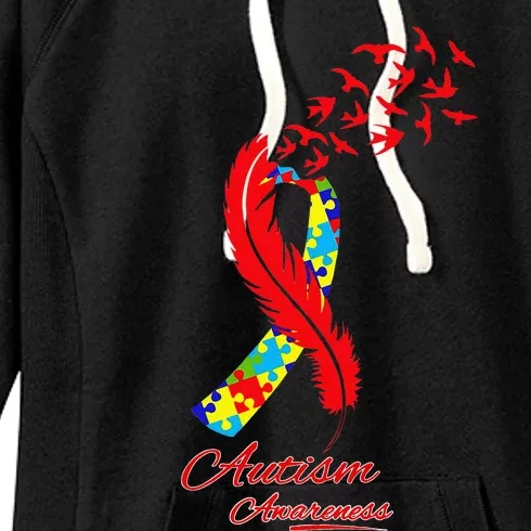 Autism Awareness Ribbon Puzzle Autistic Women's Fleece Hoodie