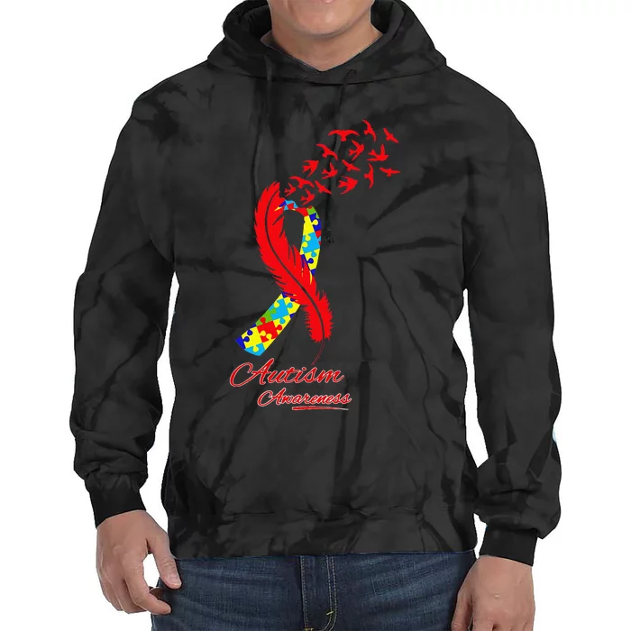 Autism Awareness Ribbon Puzzle Autistic Tie Dye Hoodie